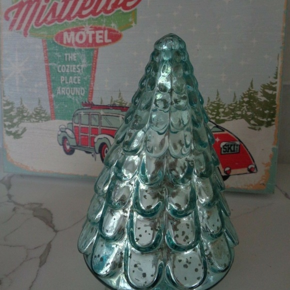 MADE IN INDIA Holiday Aqua Blue Mercury Glass Christmas Holiday Tree New Poshmark